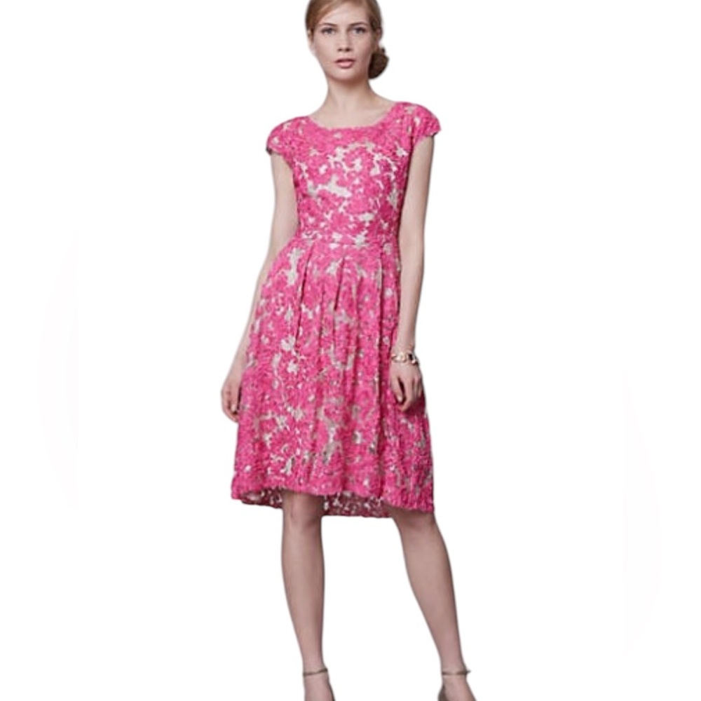 Anthropologie Yoana Baraschi Pink Jardim Lace Dress - 6